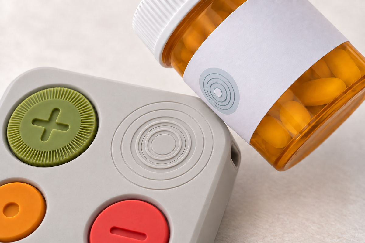 PillPal concept exploring a physical interaction between a reminder and a tagged medication bottle